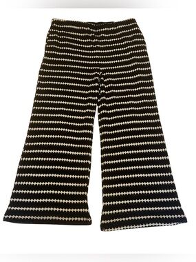 a new day Women's Casual Textured Pull-On Pants  Black/Cream Size 1X